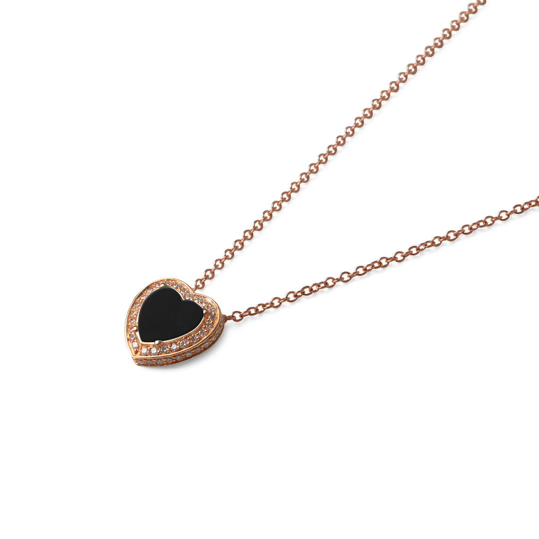 Amore Necklace Onyx Rosé Gold Small