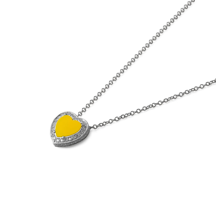 Amore Necklace Yellow Agate White Gold  Small