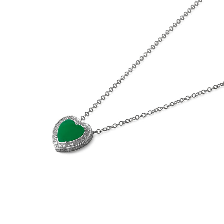 Amore Necklace Green Agate White Gold Small
