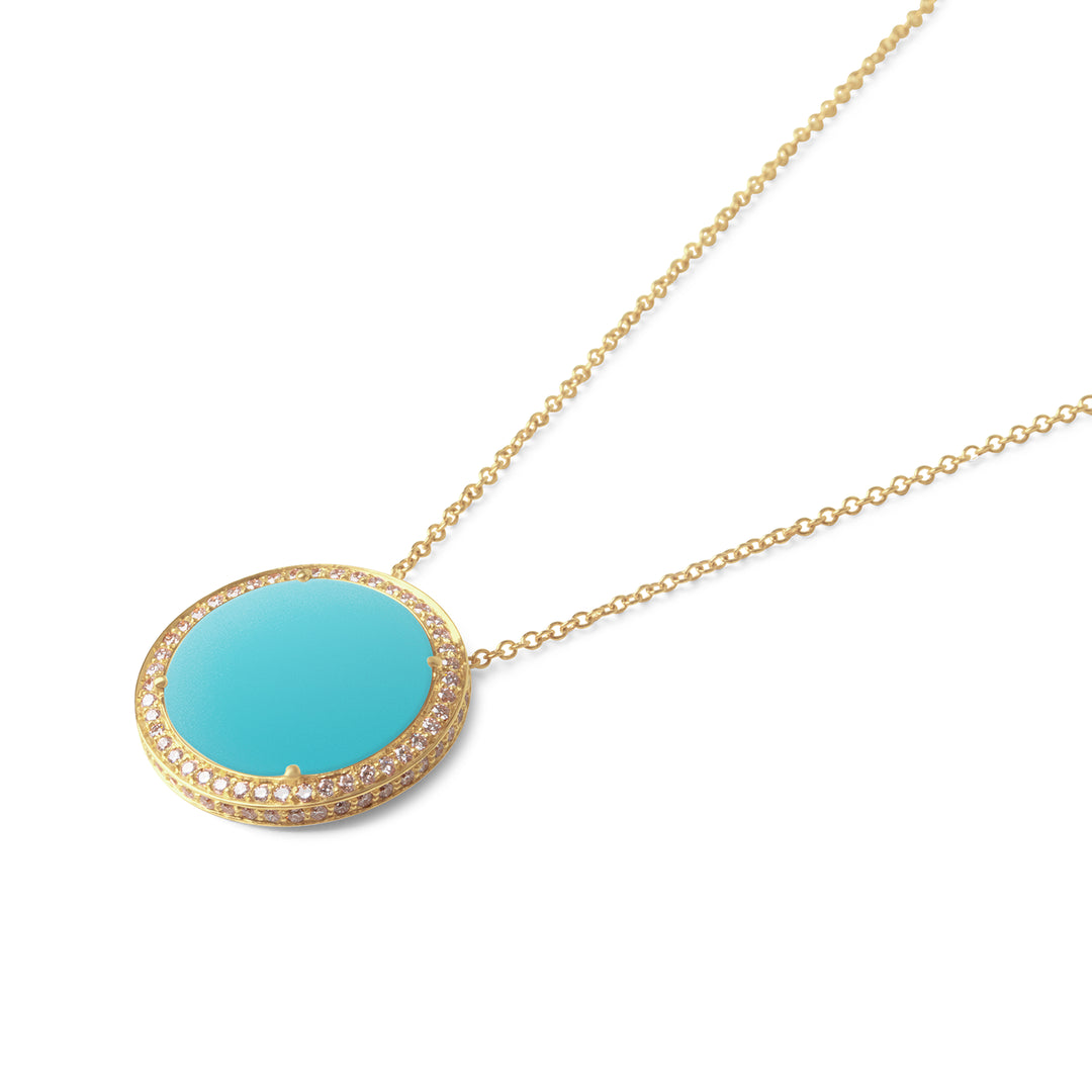 Eternity Necklace Blue Agate Yellow Gold Large