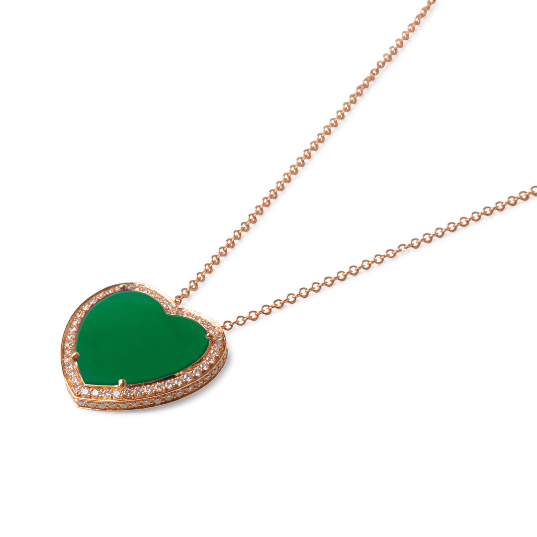 Amore Necklace Green Agate  Rosé Gold Large