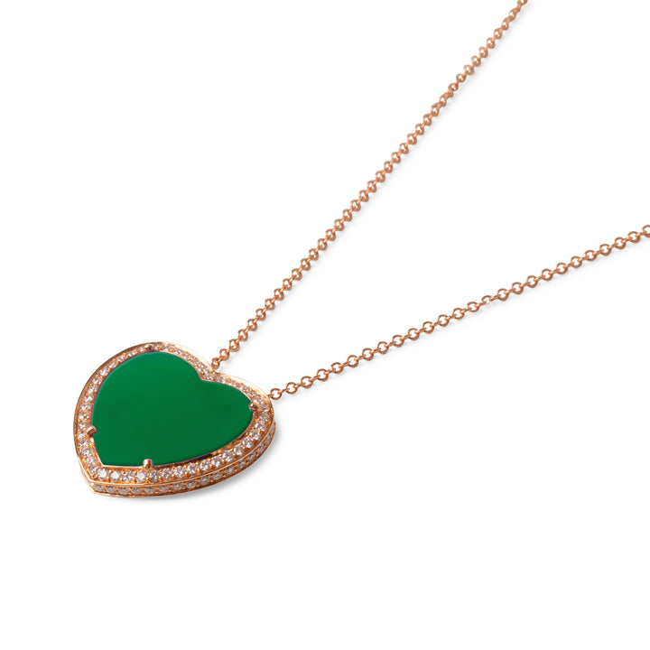 Amore Necklace Green Agate  Rosé Gold Large