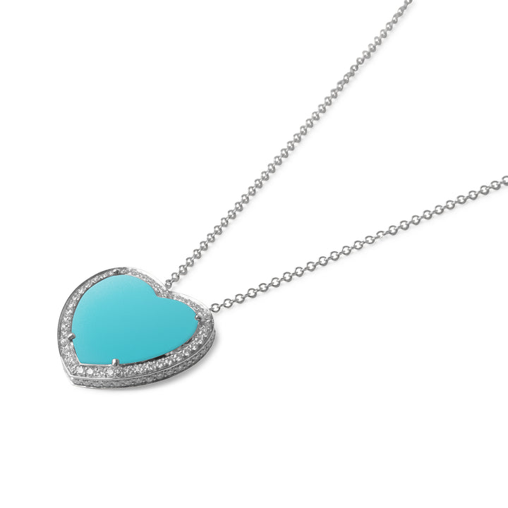 Amore Necklace Blue Agate White Gold Large