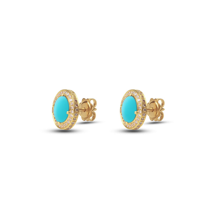 Eternity Earrings Blue Agate Yellow Gold