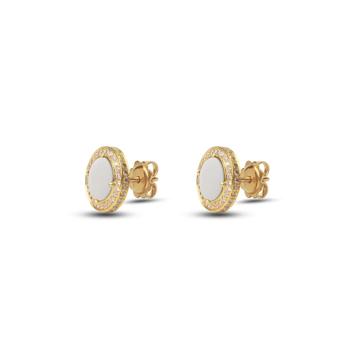 Eternity Earrings White Agate Yellow Gold