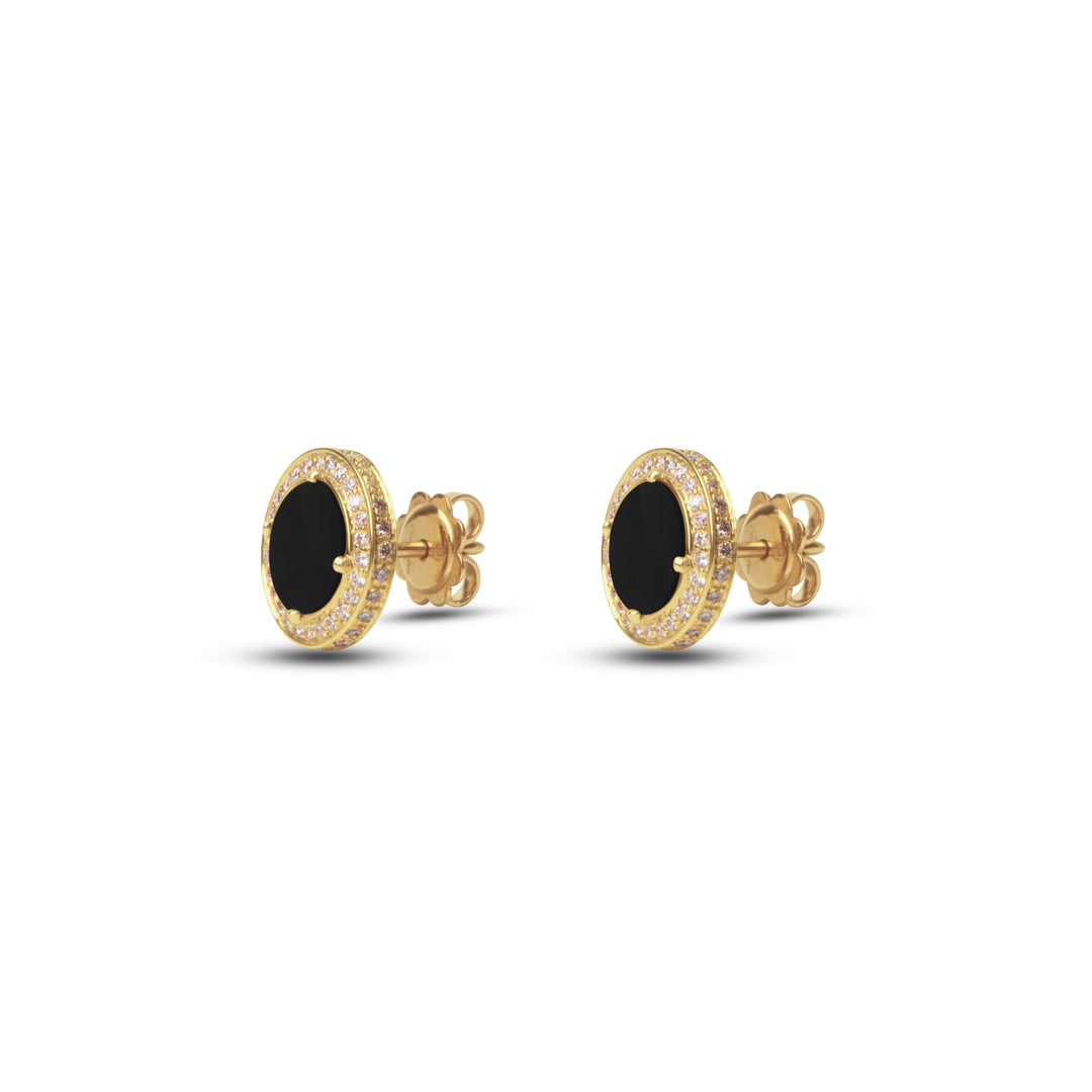 Eternity Earrings Onyx Yellow Gold
