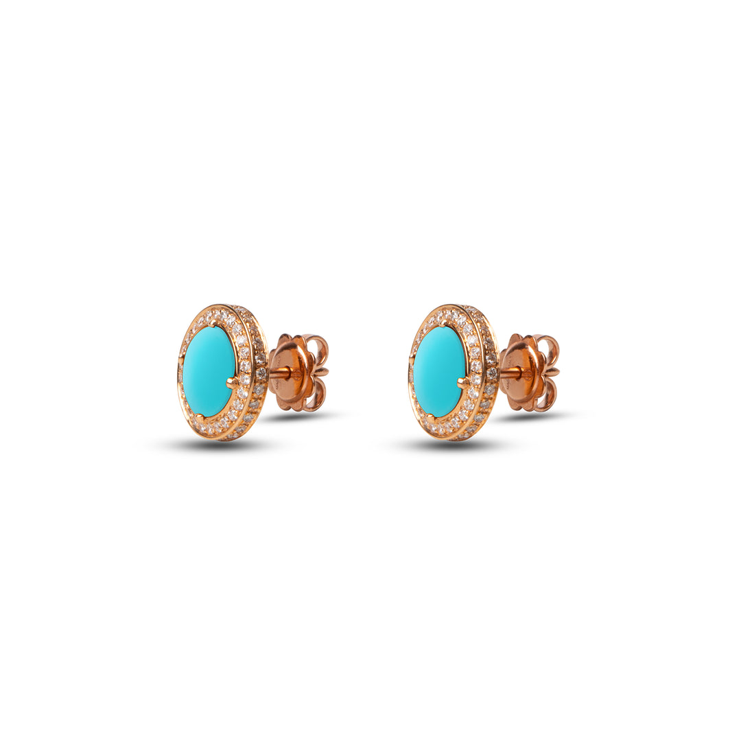 Eternity Earrings Blue Agate Rosé Gold