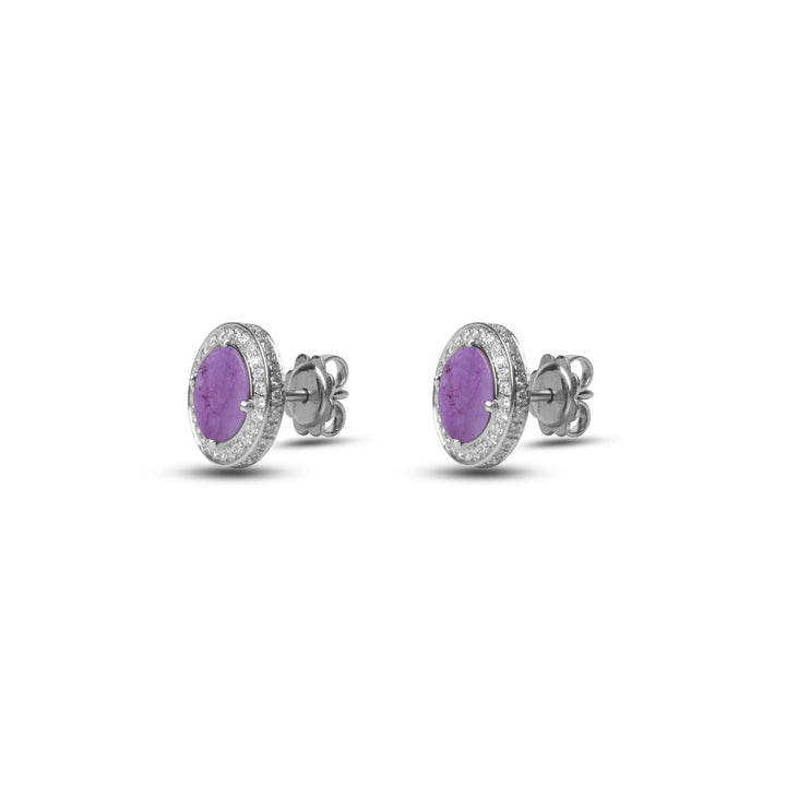 Eternity Earrings Purple Agate White Gold