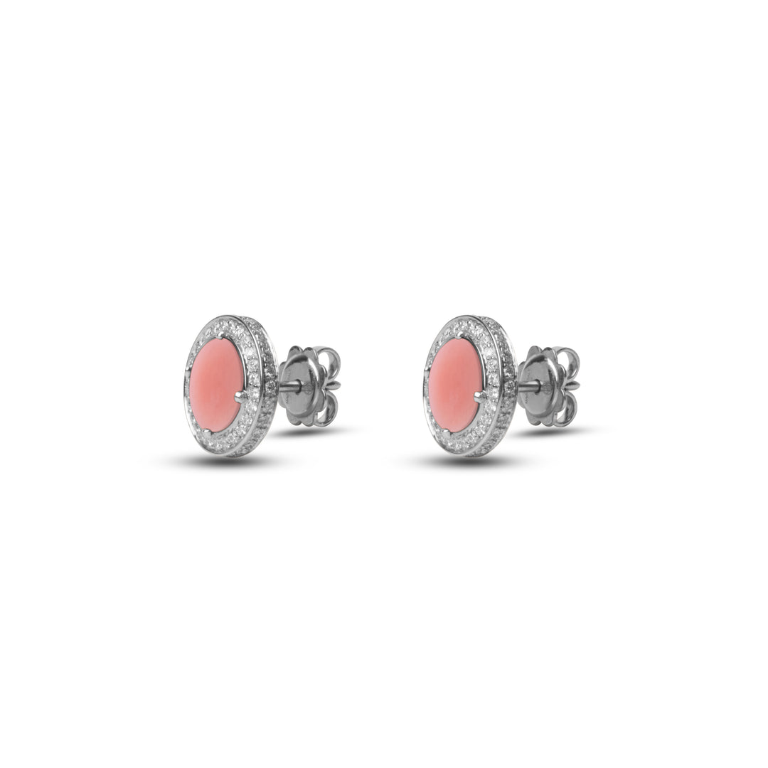 Eternity Earrings Pink Opal White Gold