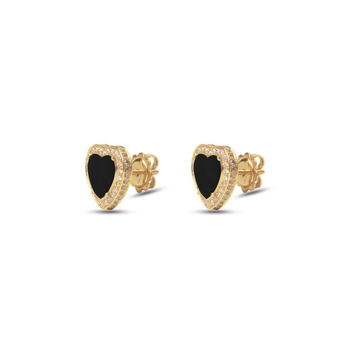 Amore Earrings Onyx Yellow Gold