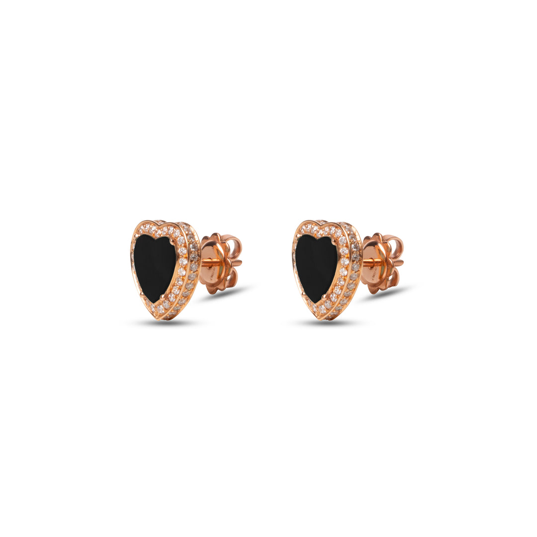 Amore Earrings Onyx Rosé Gold