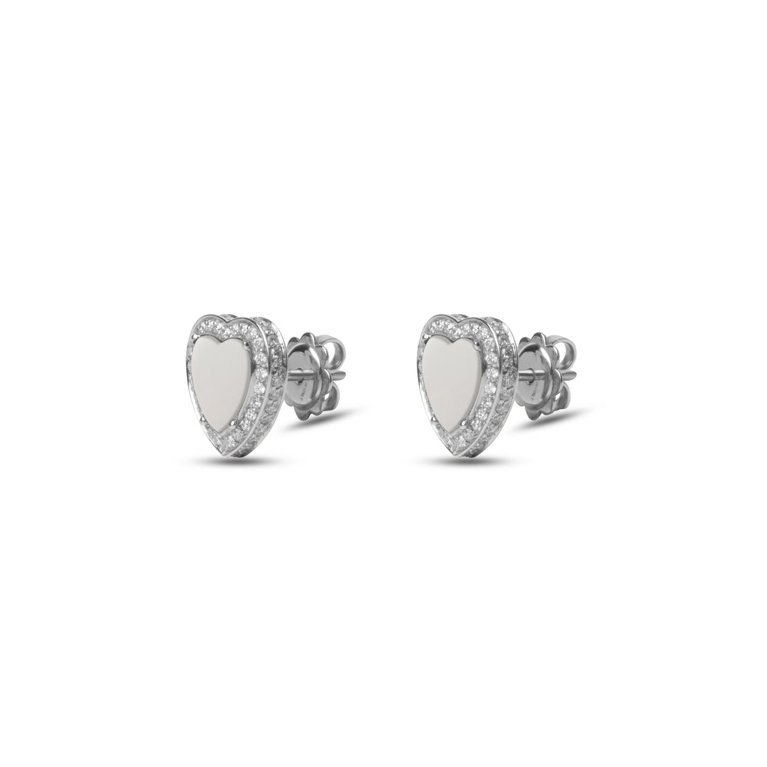 Amore Earrings White Agate White Gold