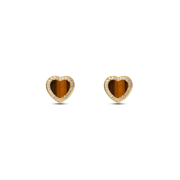 Amore Earrings Tiger Eye Yellow Gold