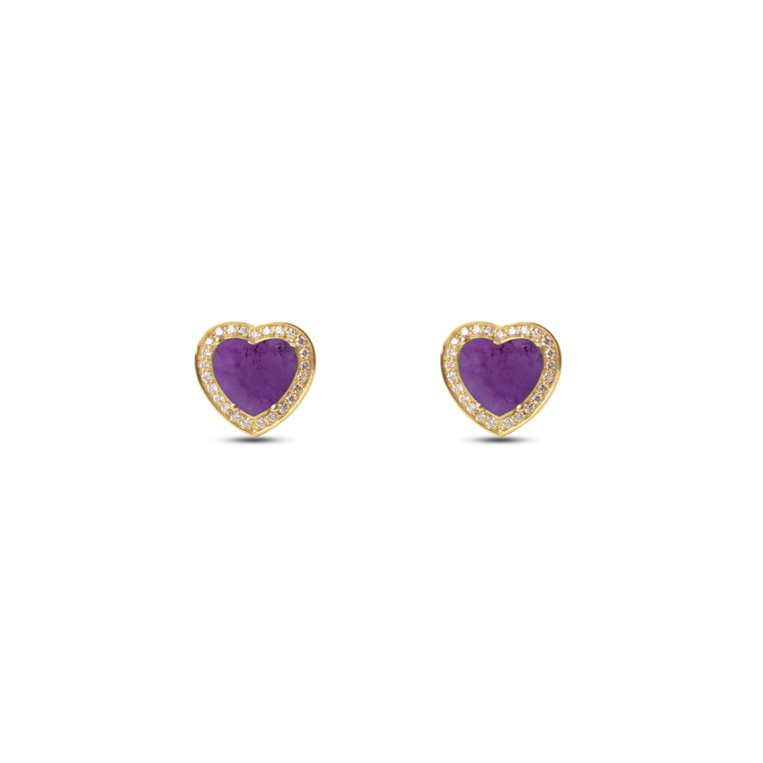 Amore Earrings Purple Agate Yellow Gold