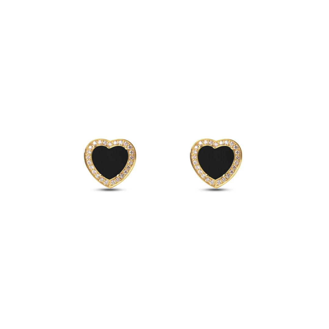 Amore Earrings Onyx Yellow Gold
