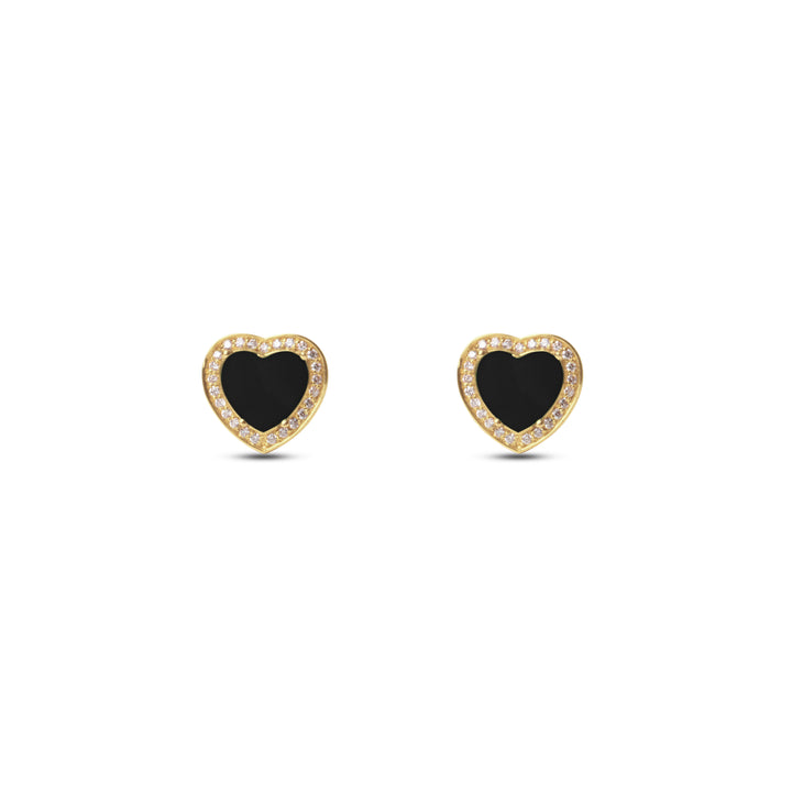 Amore Earrings Onyx Yellow Gold