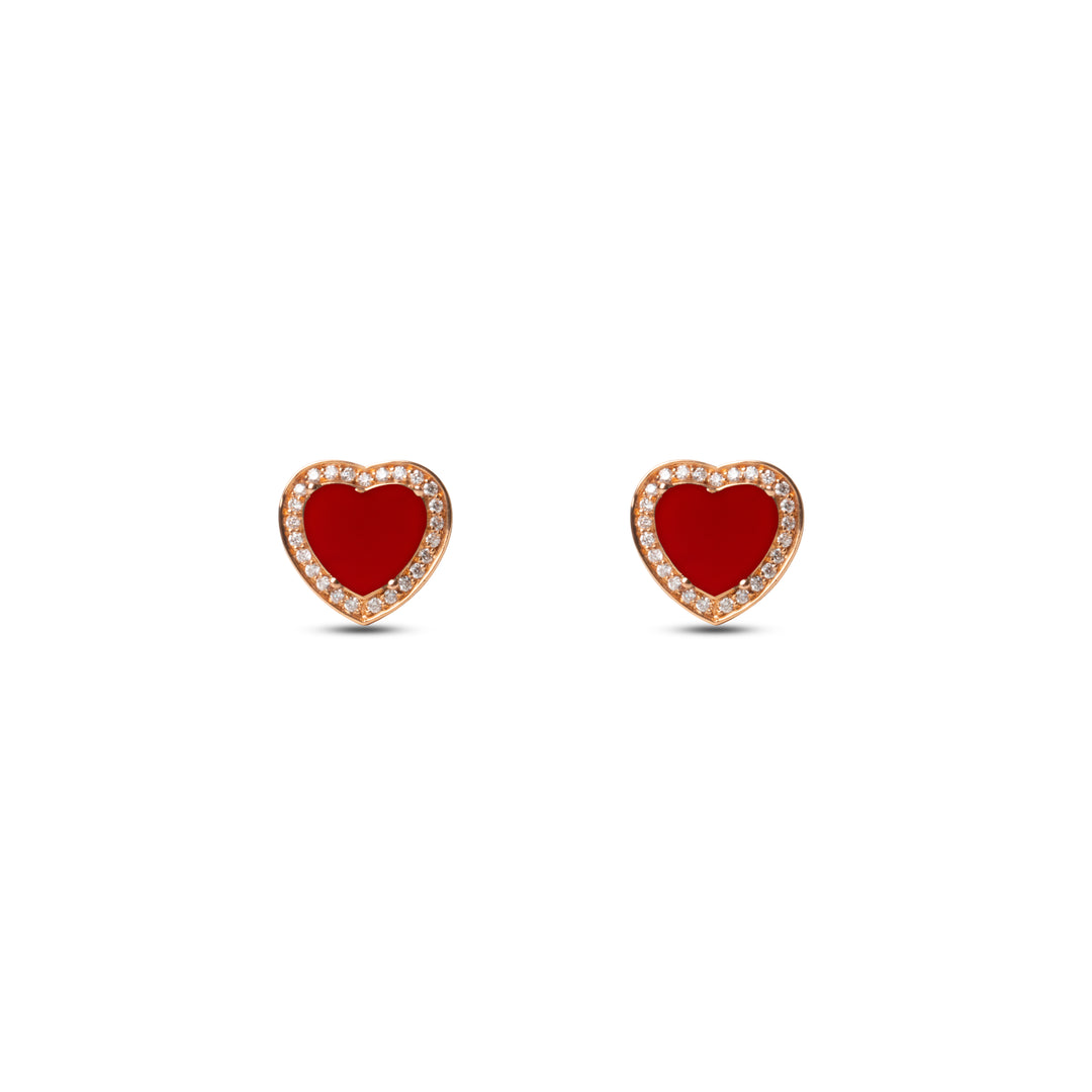 Amore Earrings Red Carnelian Rosé Gold