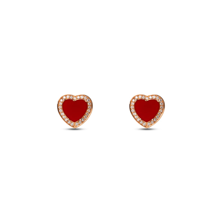 Amore Earrings Red Carnelian Rosé Gold