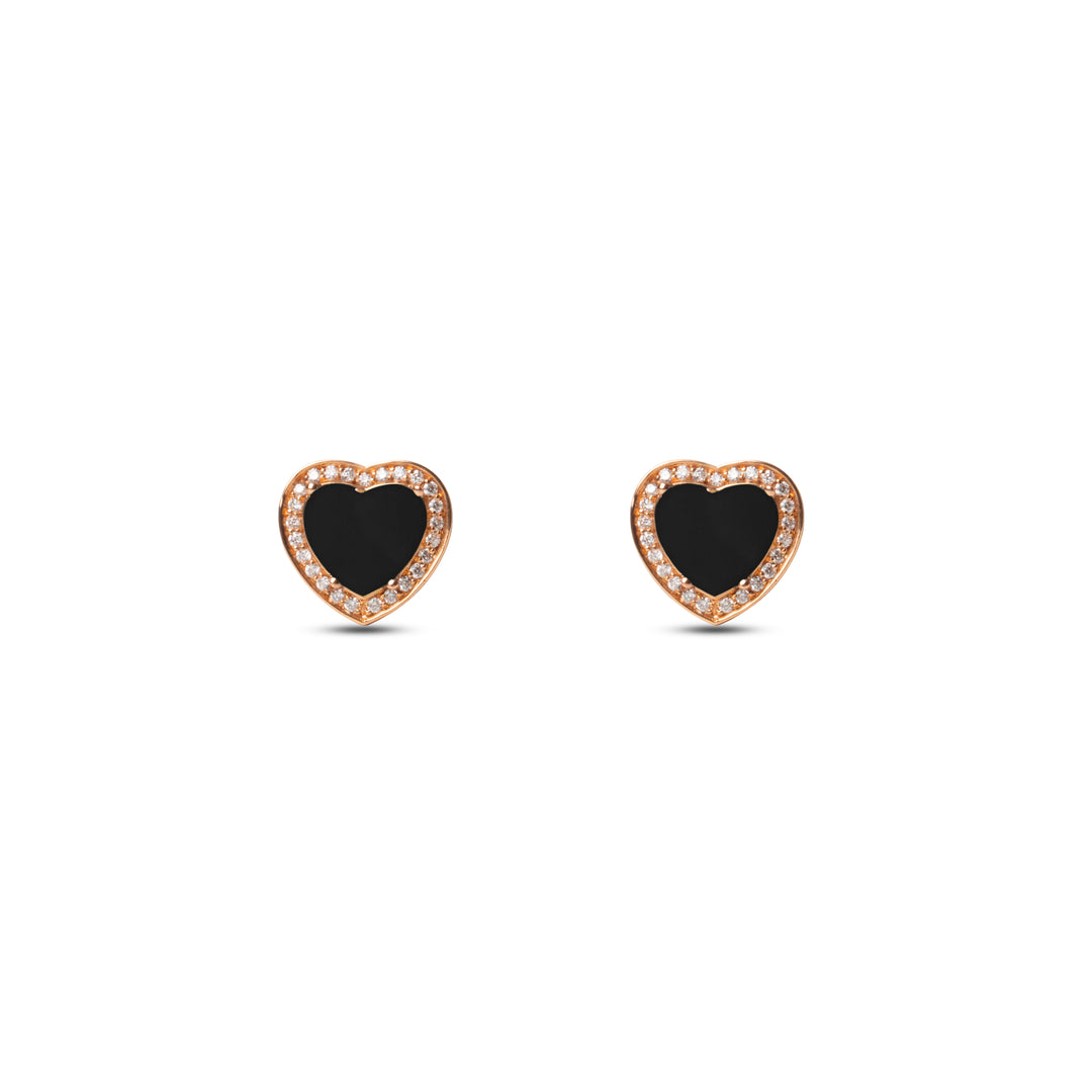 Amore Earrings Onyx Rosé Gold