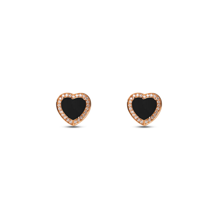 Amore Earrings Onyx Rosé Gold