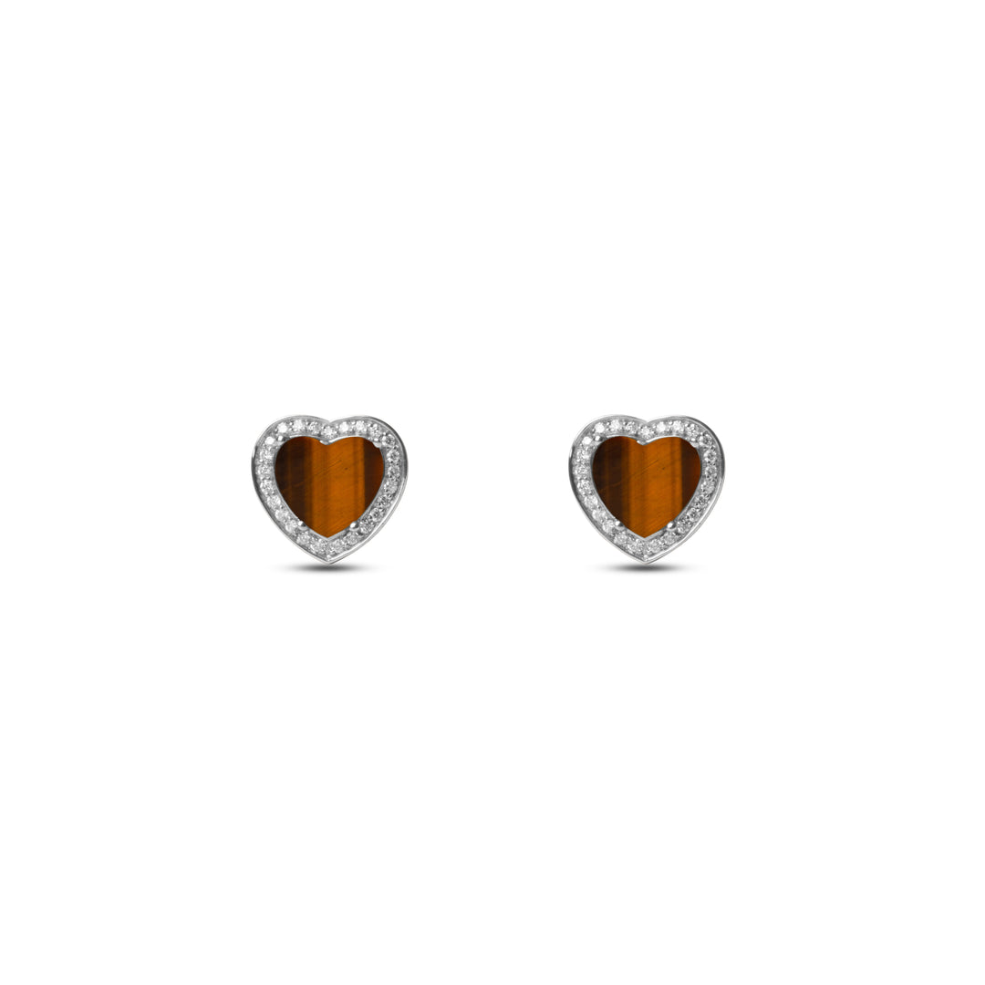 Amore Earrings Tiger Eye White Gold