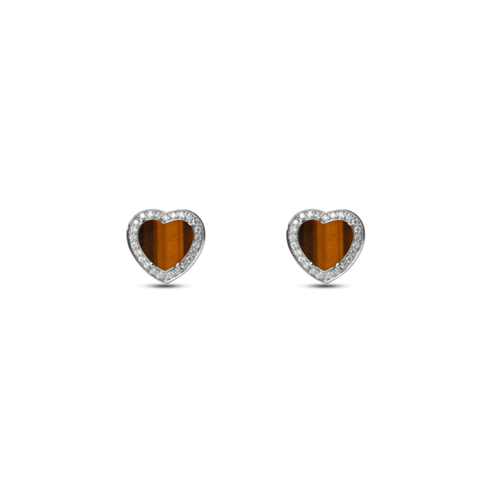 Amore Earrings Tiger Eye White Gold
