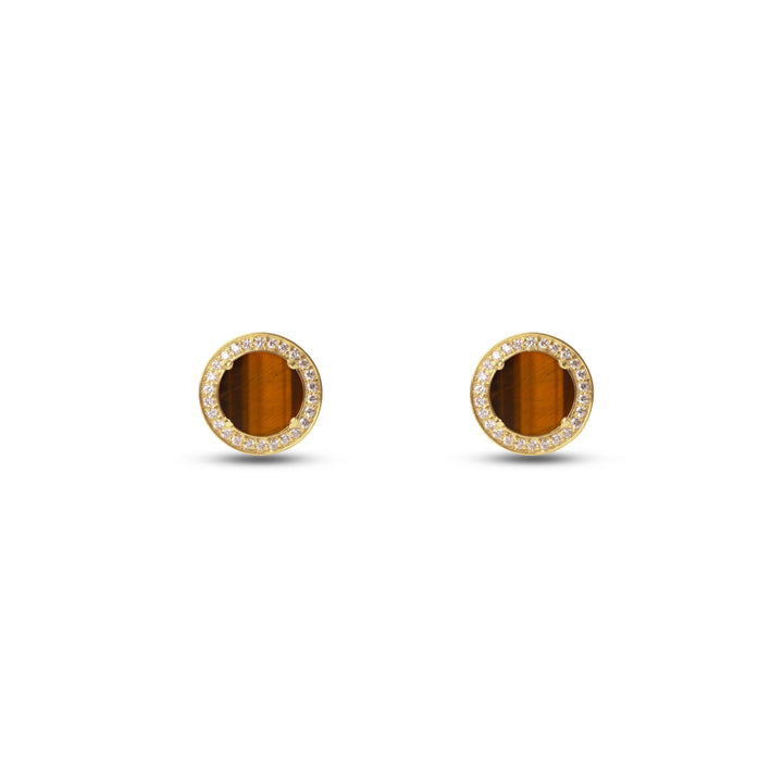 Eternity Earrings Tiger Eye Yellow Gold