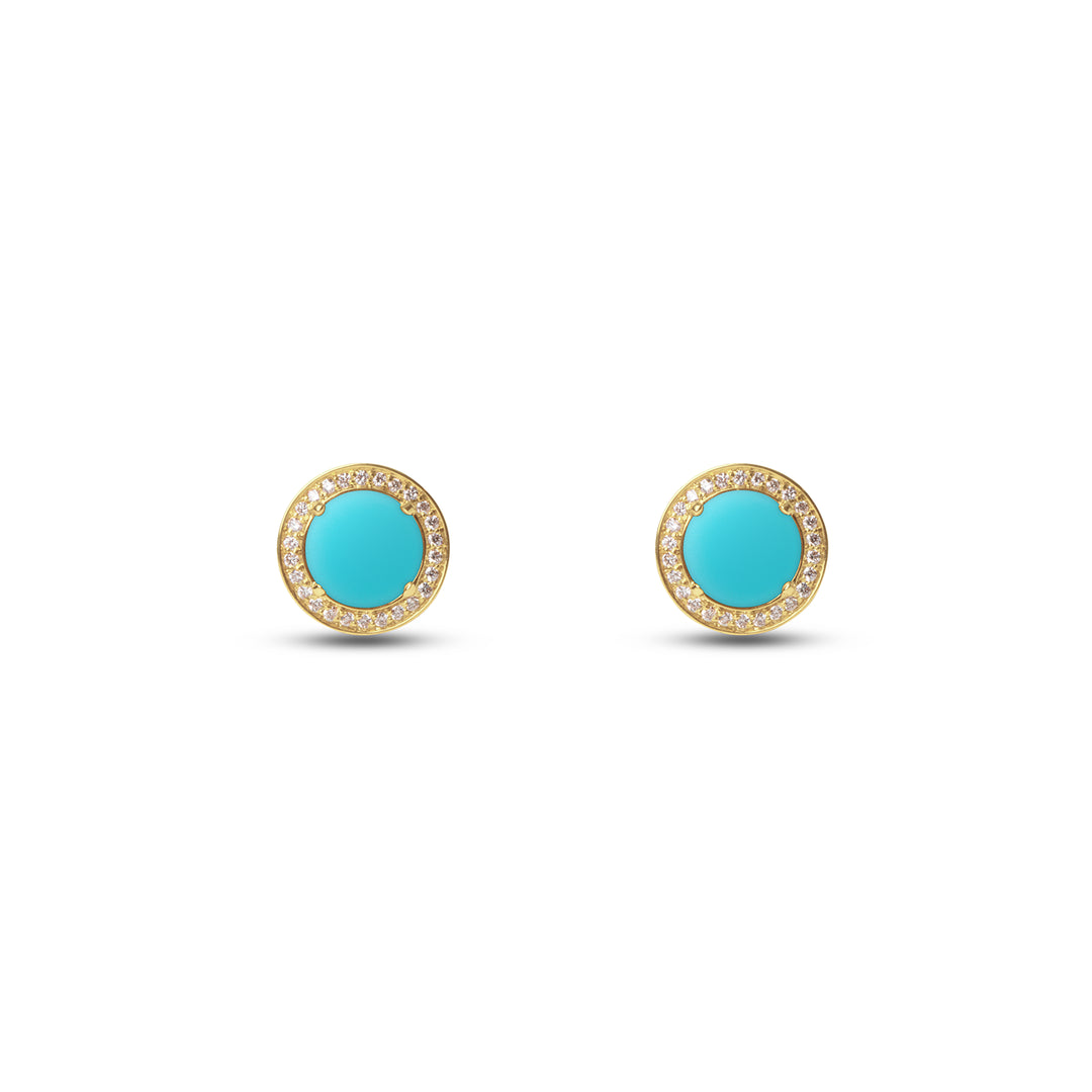 Eternity Earrings Blue Agate Yellow Gold