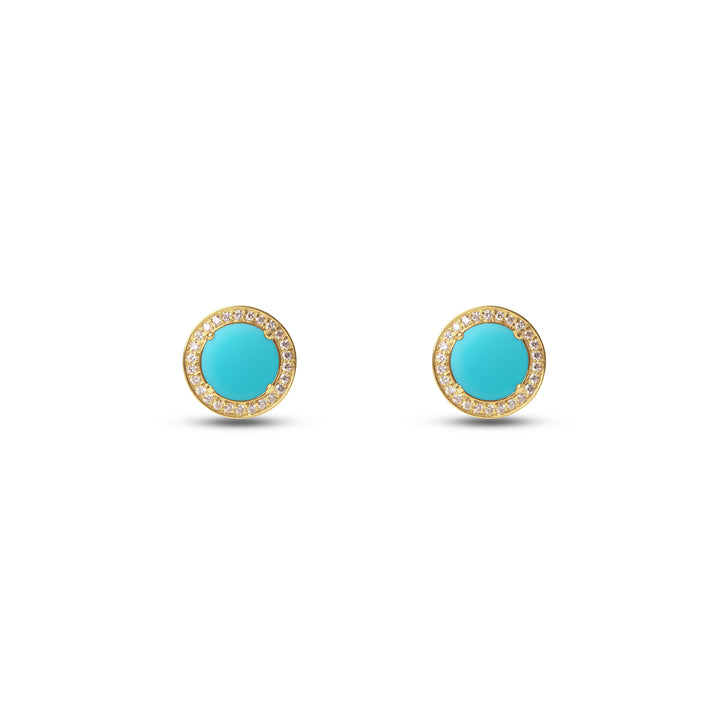 Eternity Earrings Blue Agate Yellow Gold