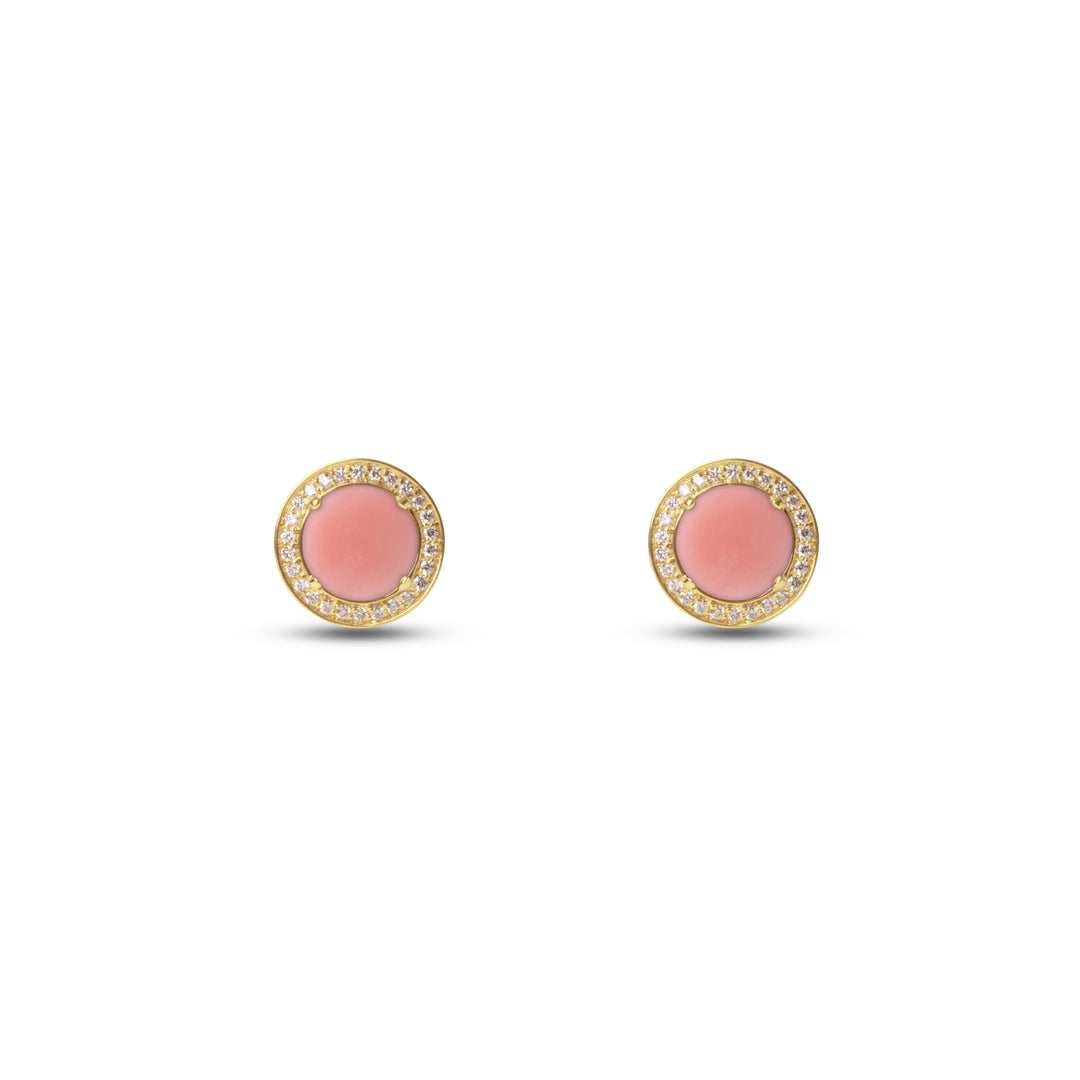 Eternity Earrings Pink Opal Yellow Gold