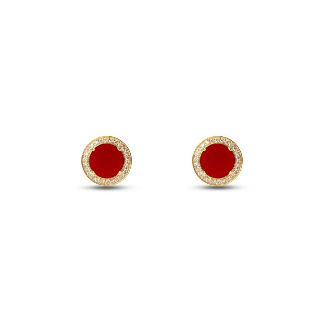 Eternity Earrings Red Carnelian Yellow Gold