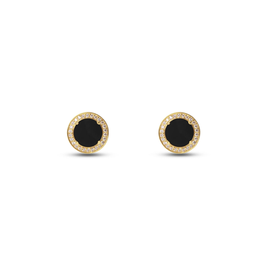 Eternity Earrings Onyx Yellow Gold