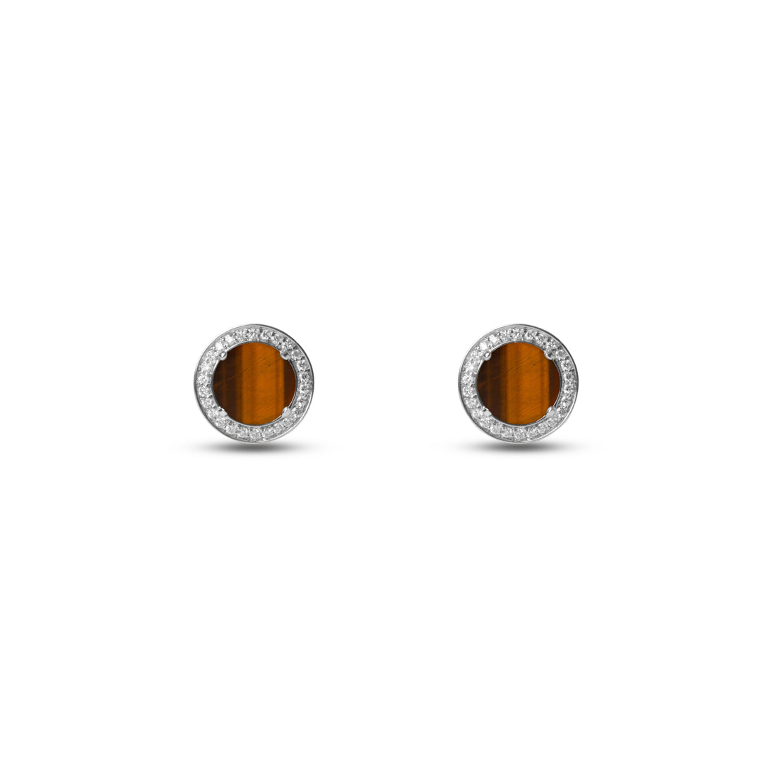 Eternity Earrings Tiger Eye White Gold