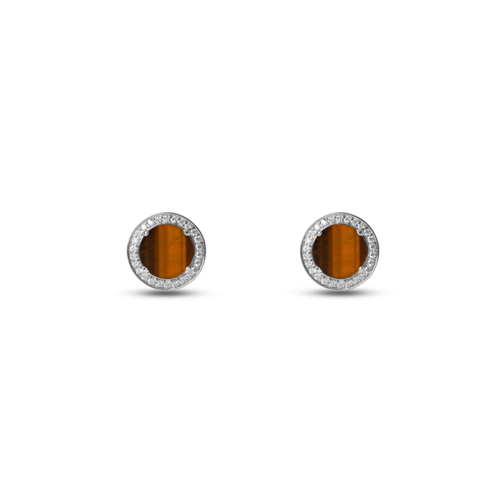 Eternity Earrings Tiger Eye White Gold