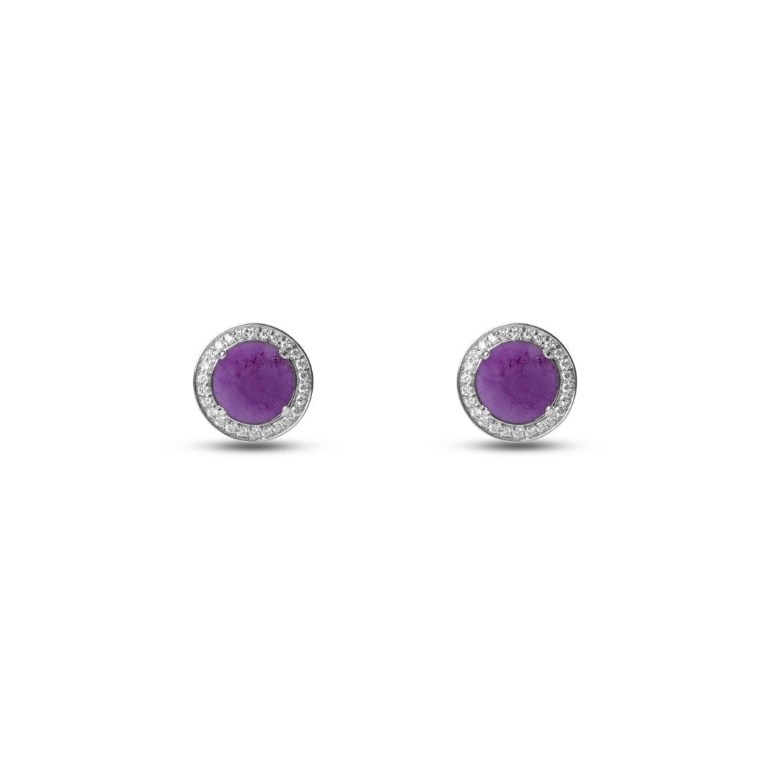 Eternity Earrings Purple Agate White Gold