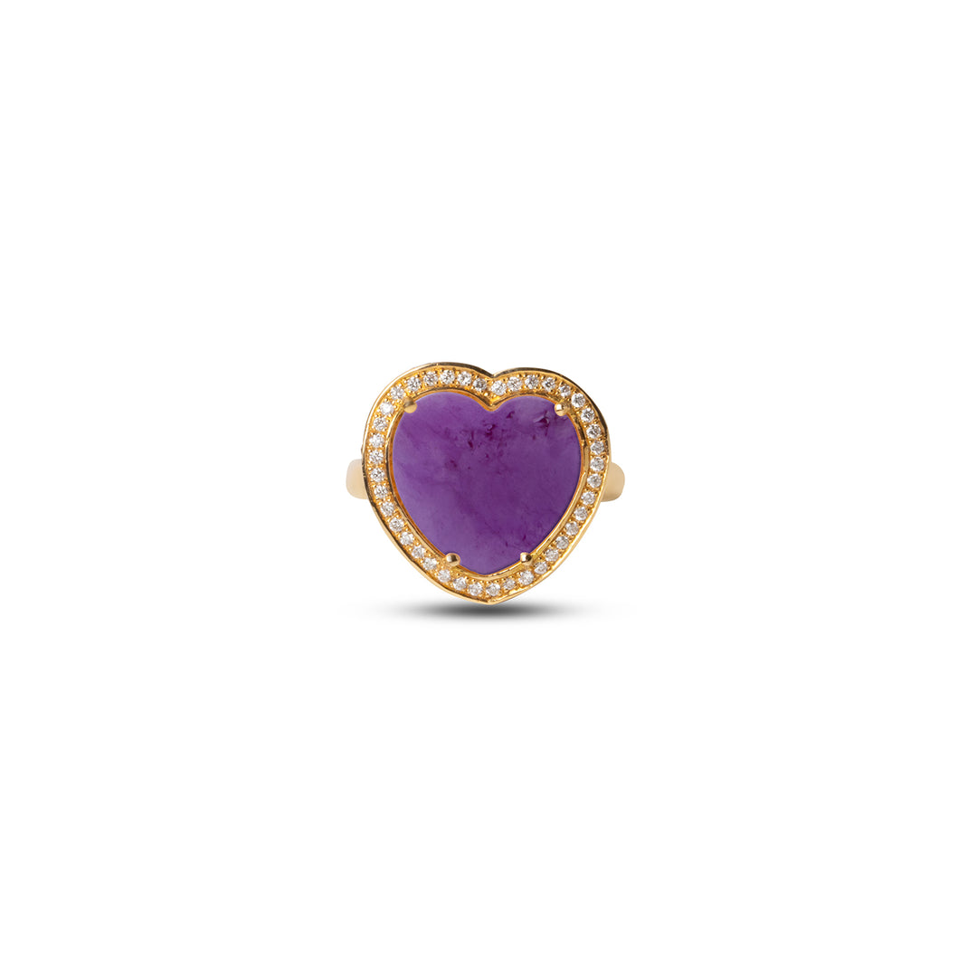 Amore Rings Purple Agate Yellow Gold Medium