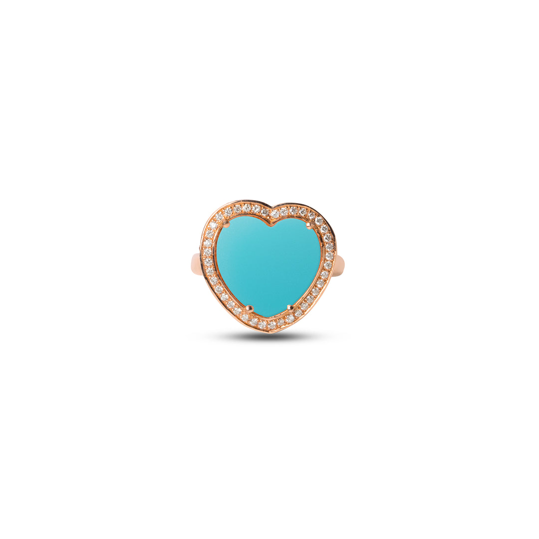 Amore Rings Blue Agate Rosé Gold Medium