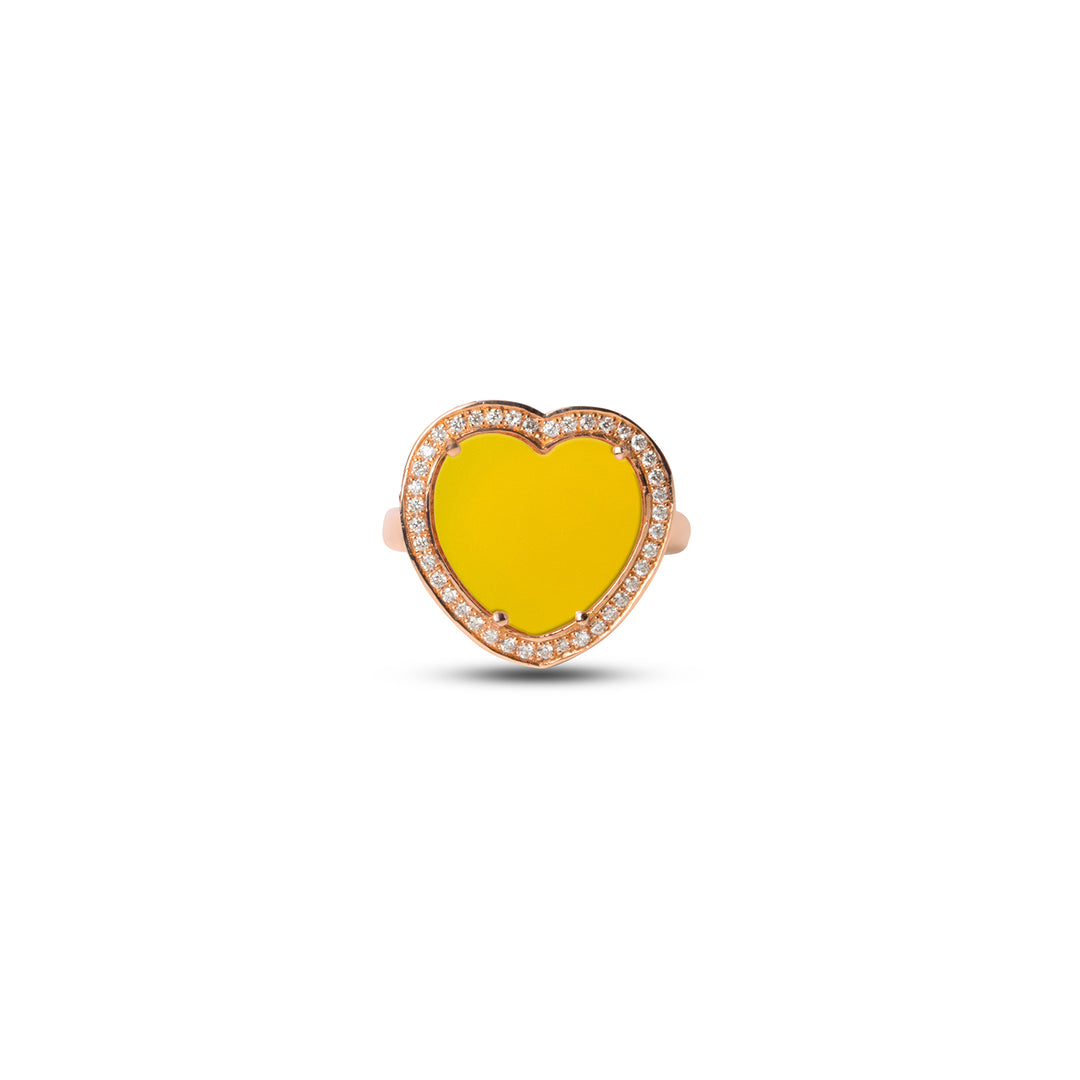Amore Rings Yellow Agate Rosé Gold Medium