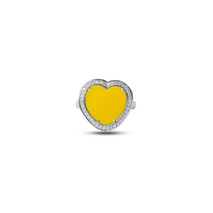 Amore Rings Yellow Agate White Gold Medium