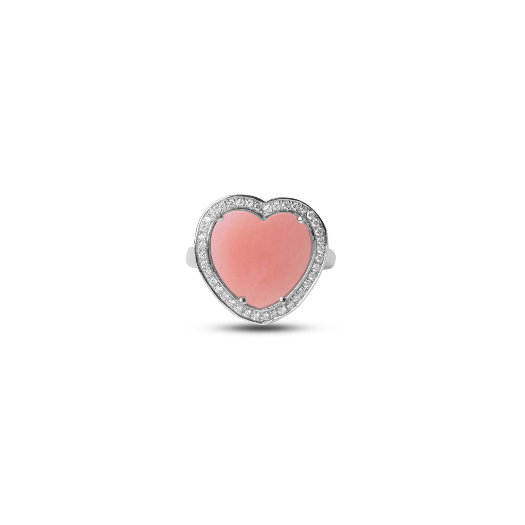Amore Rings Pink Opal White Gold Medium