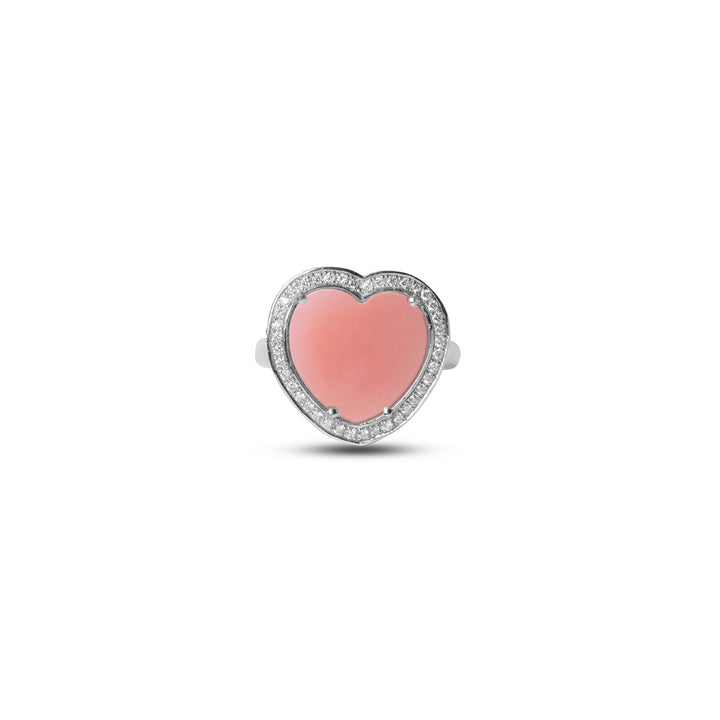 Amore Rings Pink Opal White Gold Medium