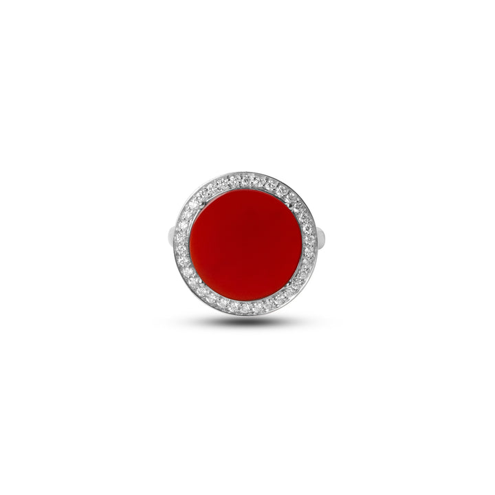 Eternity Rings Red Carnelian White Gold Medium