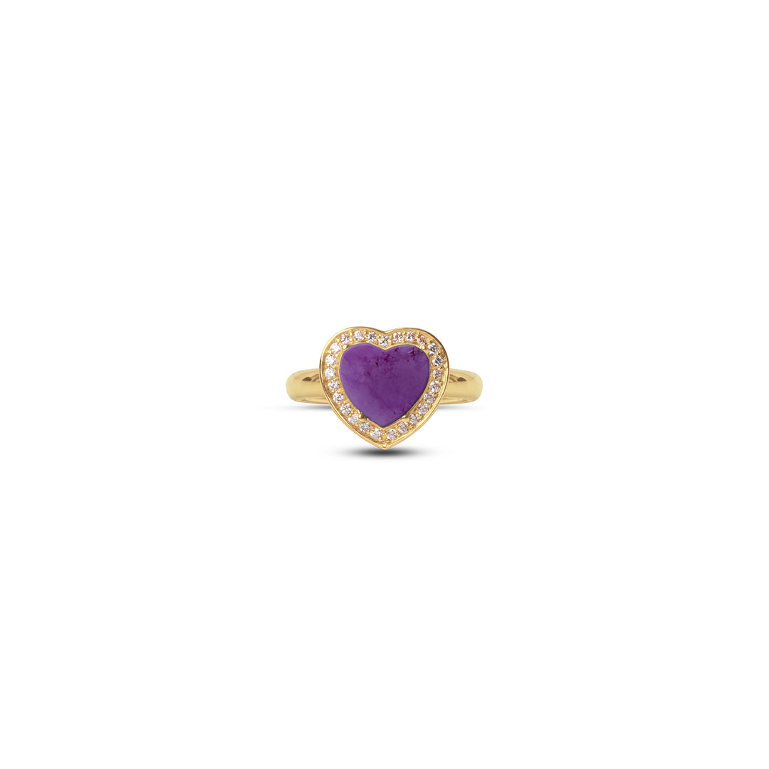Amore Rings Purple Agate Yellow Gold Small