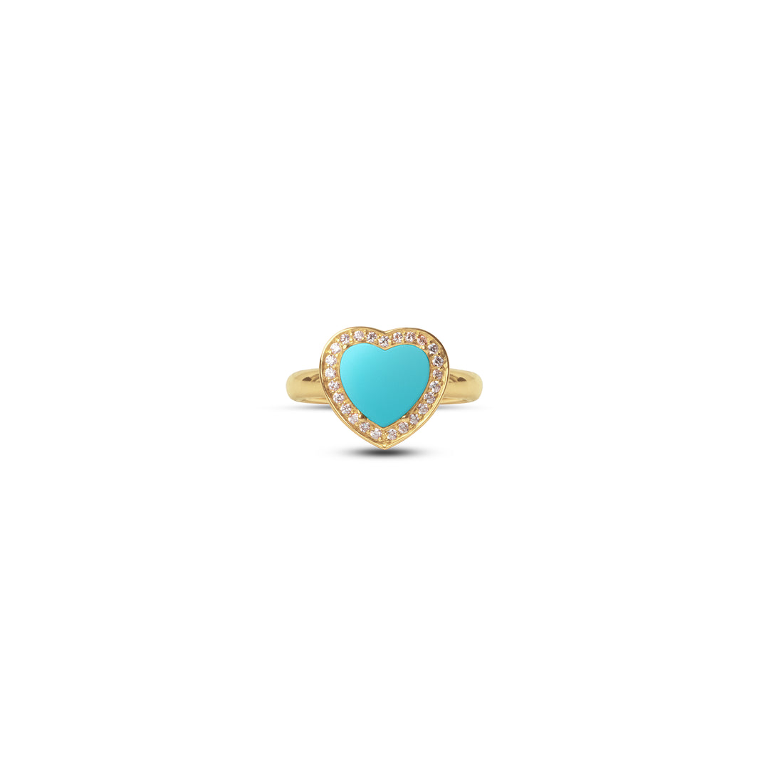 Amore Rings Blue Agate Yellow Gold Small