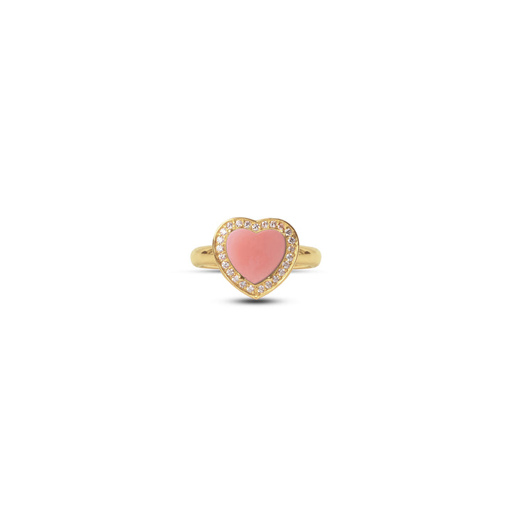 Amore Rings Pink Opal Yellow Gold Small
