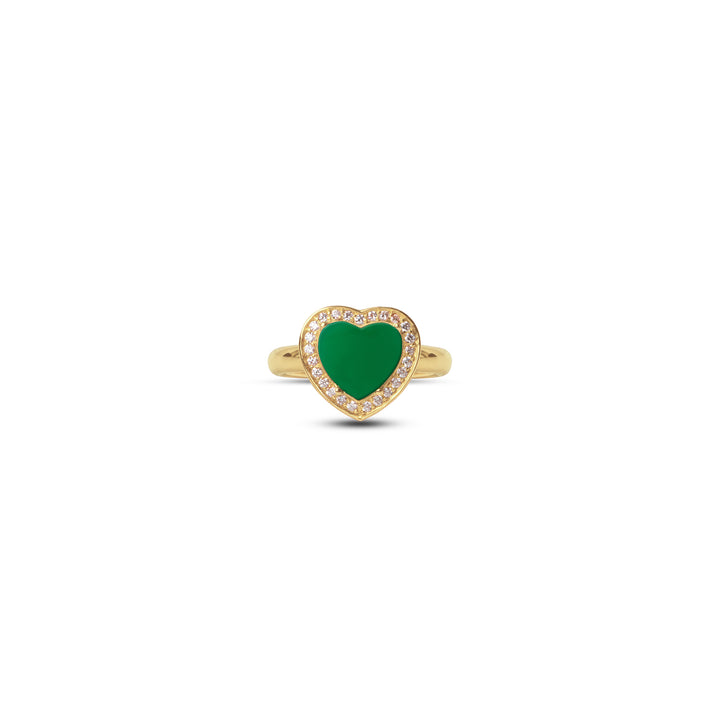 Amore Rings Green Agate Yellow Gold Small