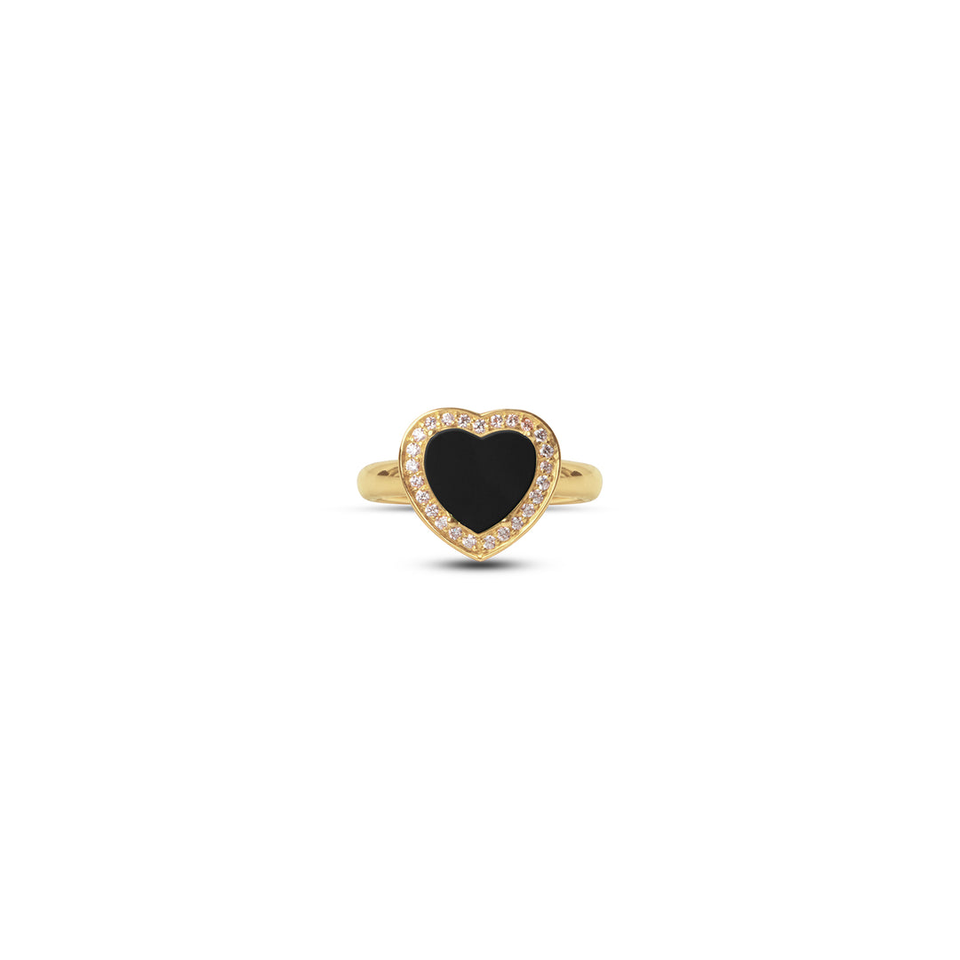 Amore Rings Onyx Yellow Gold Small