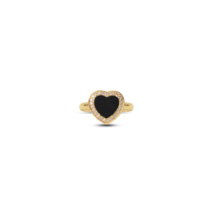 Amore Rings Onyx Yellow Gold Small