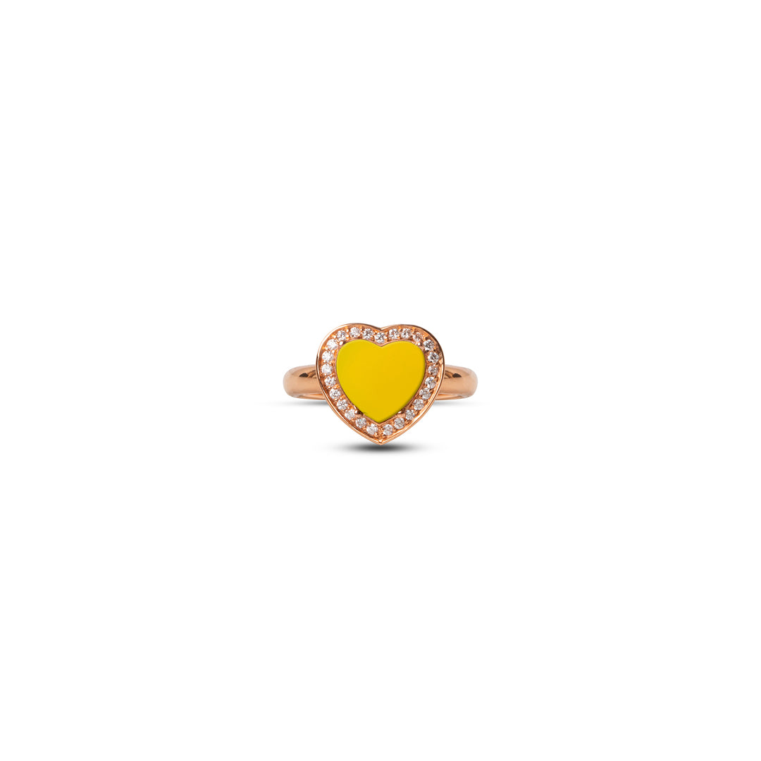 Amore Rings Yellow Agate Rosé Gold Small