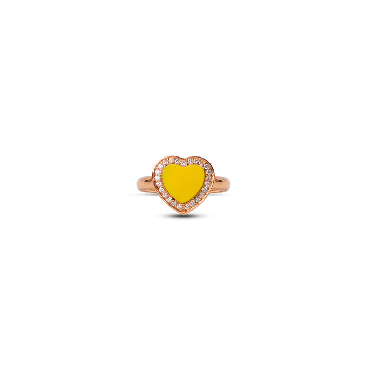 Amore Rings Yellow Agate Rosé Gold Small